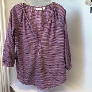 New York & Co purple print flowy blouse